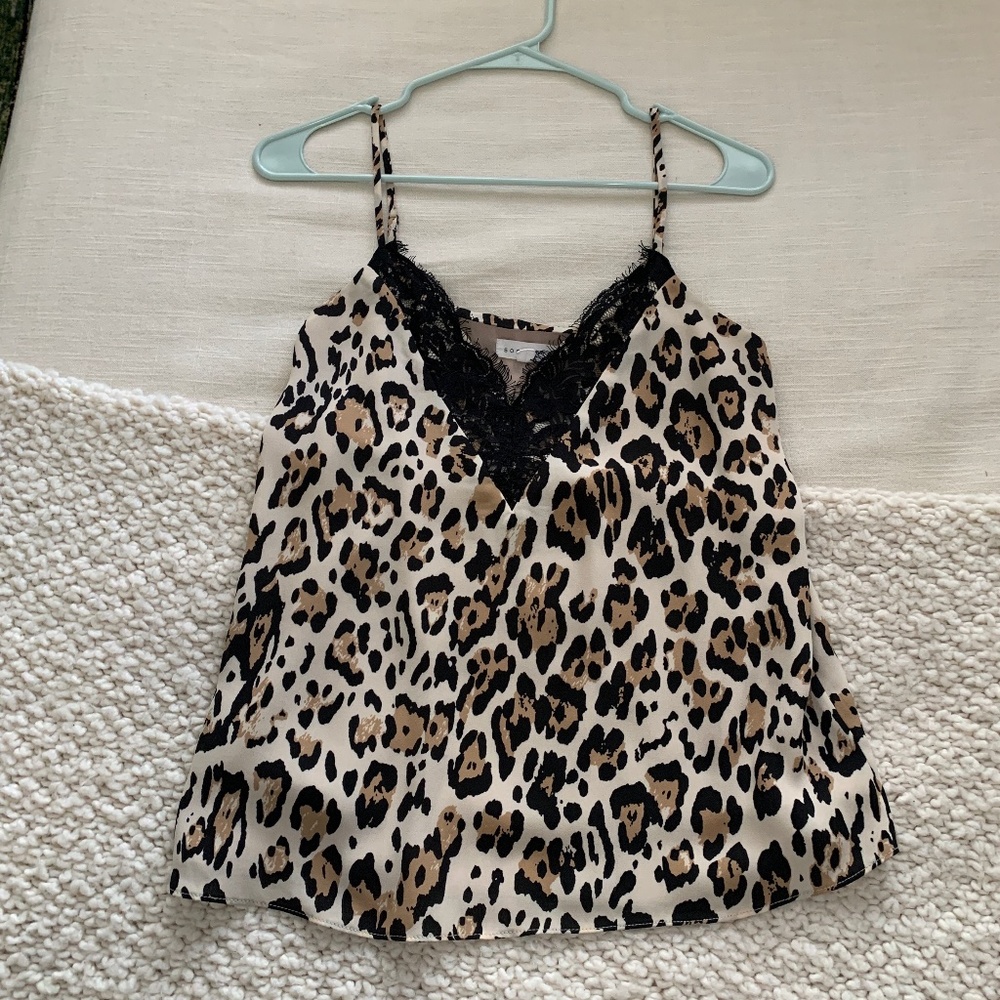 Cheetah Print Tank with Lace Details